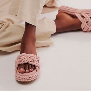 Mia Women's Miko Chunky Rope Slides Sandals Shoes Boho Minimalist Pink Size 11